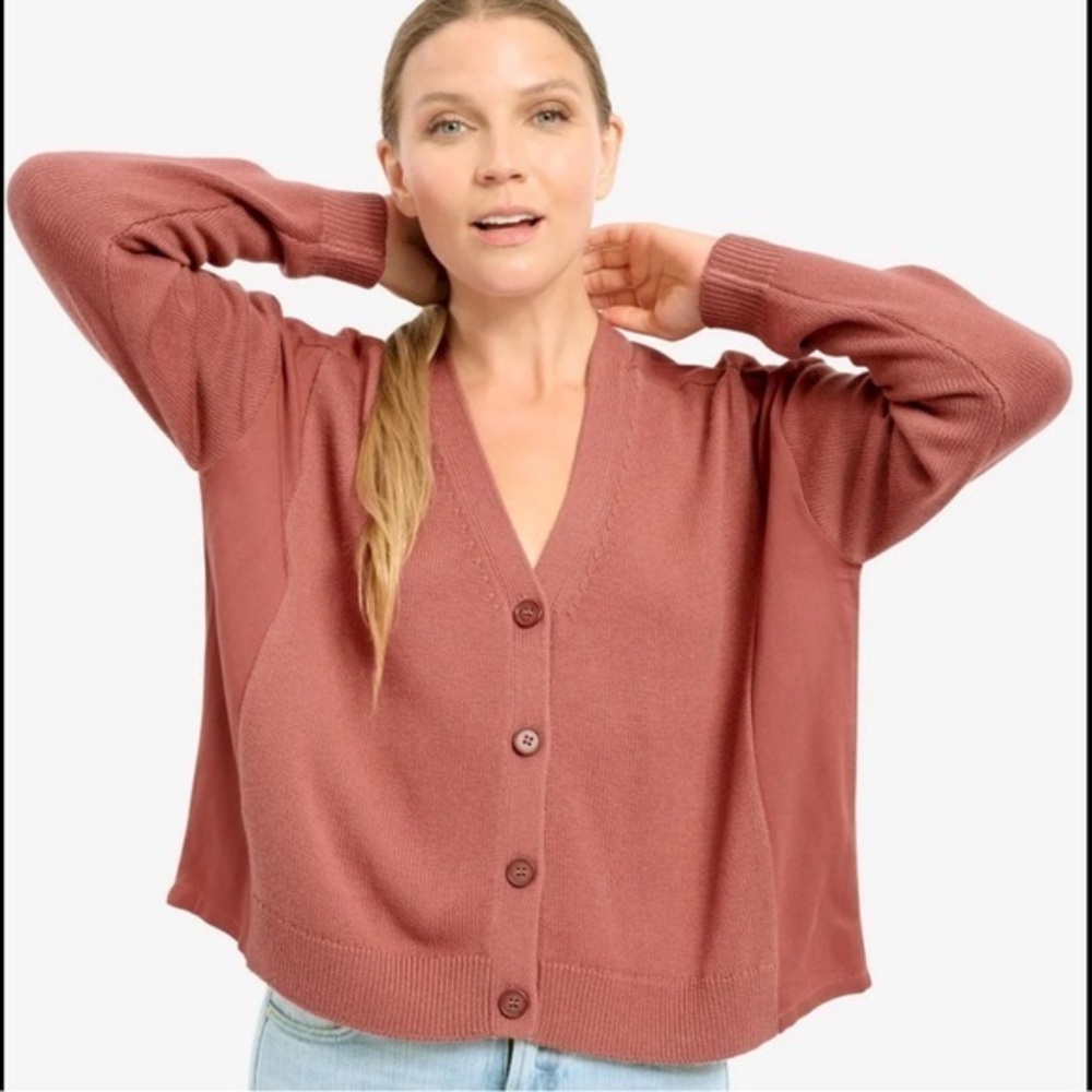 SPLENDID Women’s Rose Color Mixed Media Cardigan Sweater size XS